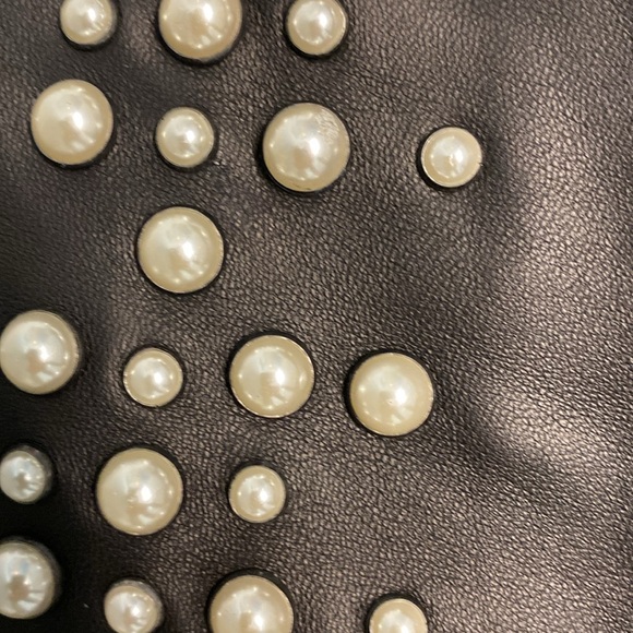 NWT Rebecca Minkoff WES MOTO leather jacket with pearls Black Medium - Picture 4 of 10